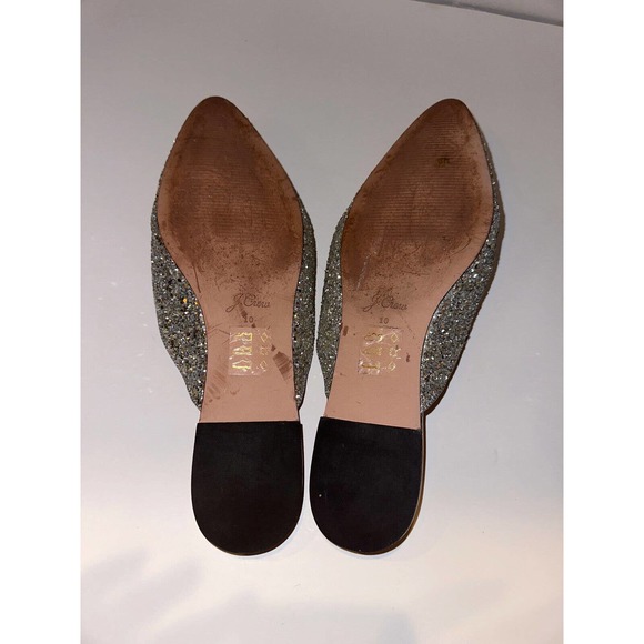 J. Crew Pointy Toe Mule In Silver Glitter Sparkle Slides Women's Size 10 K0036 - Picture 11 of 14